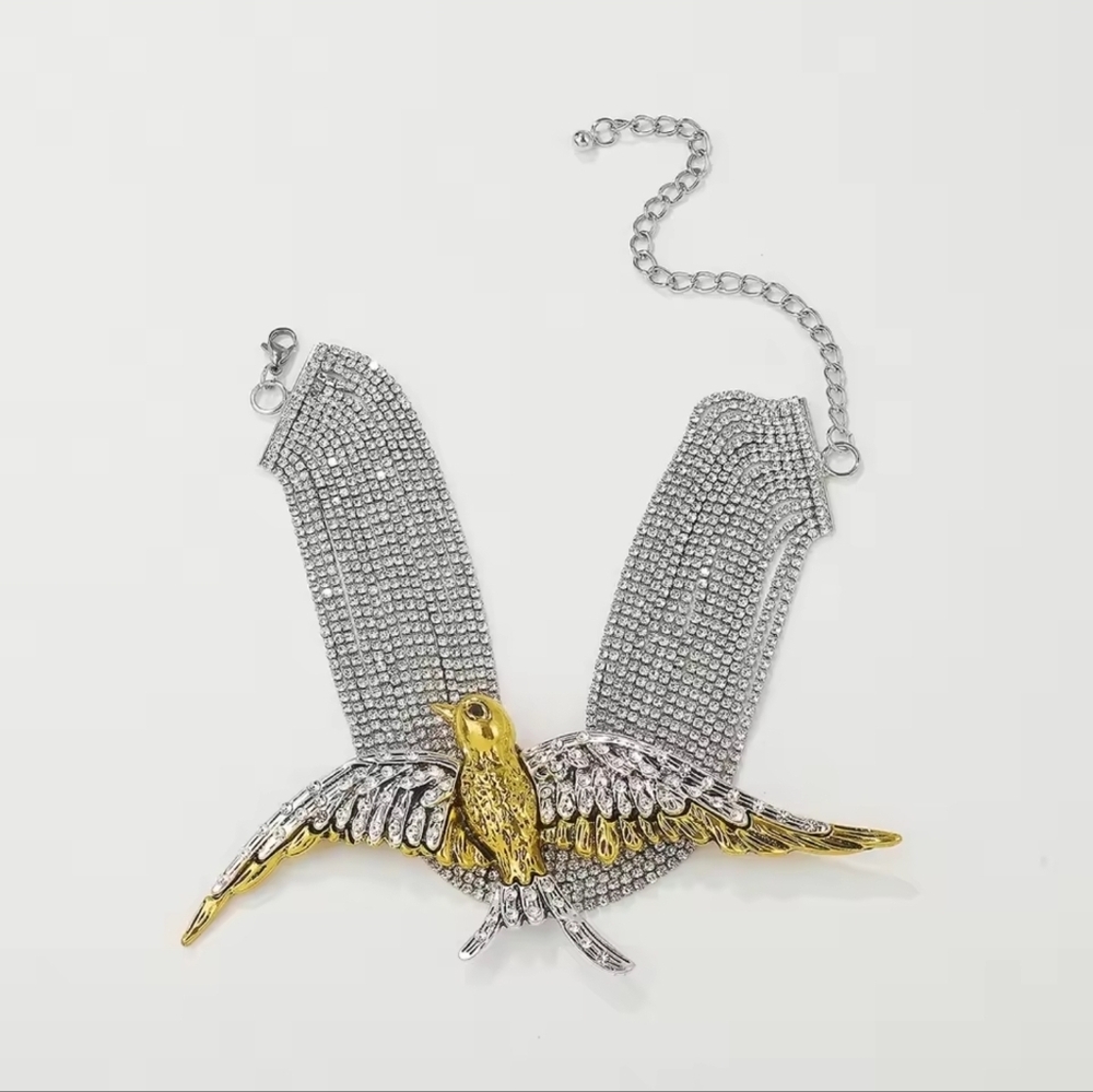 Gold and Silver Bird Necklace - Picture 4 of 4